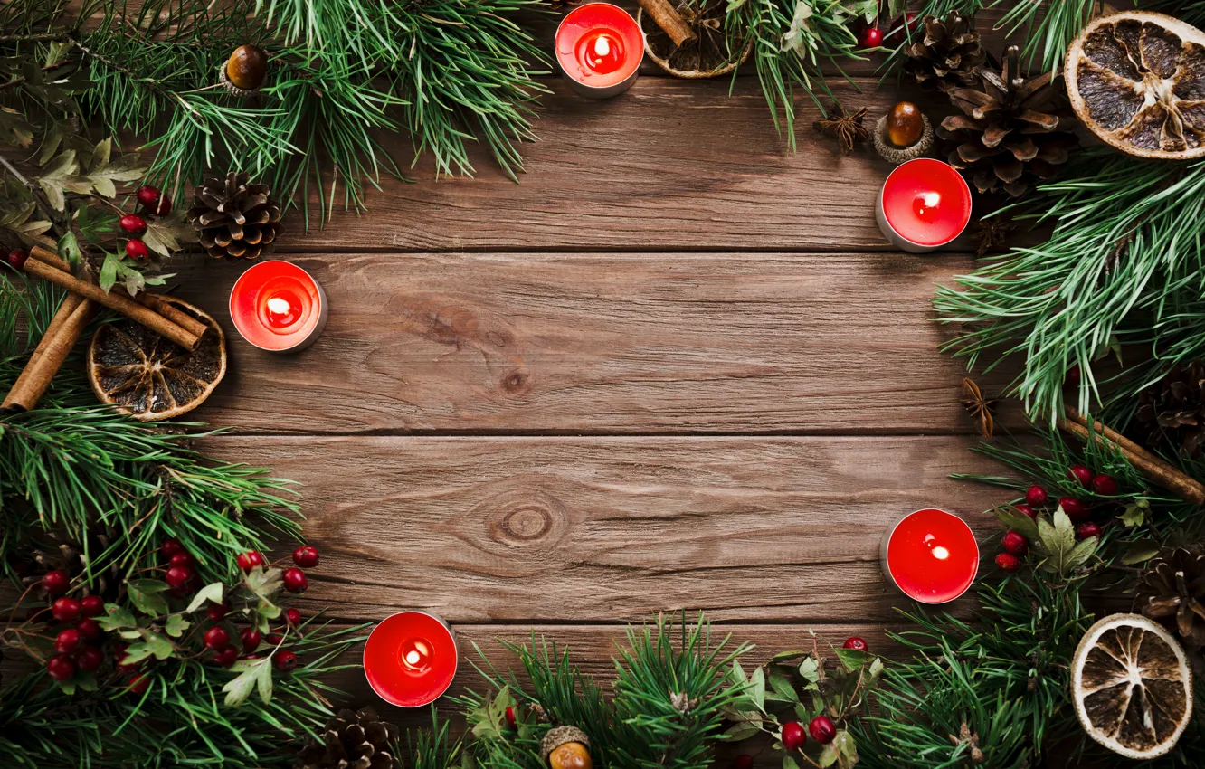Photo wallpaper tree, candles, New Year, Christmas, Christmas, bumps, wood, New Year