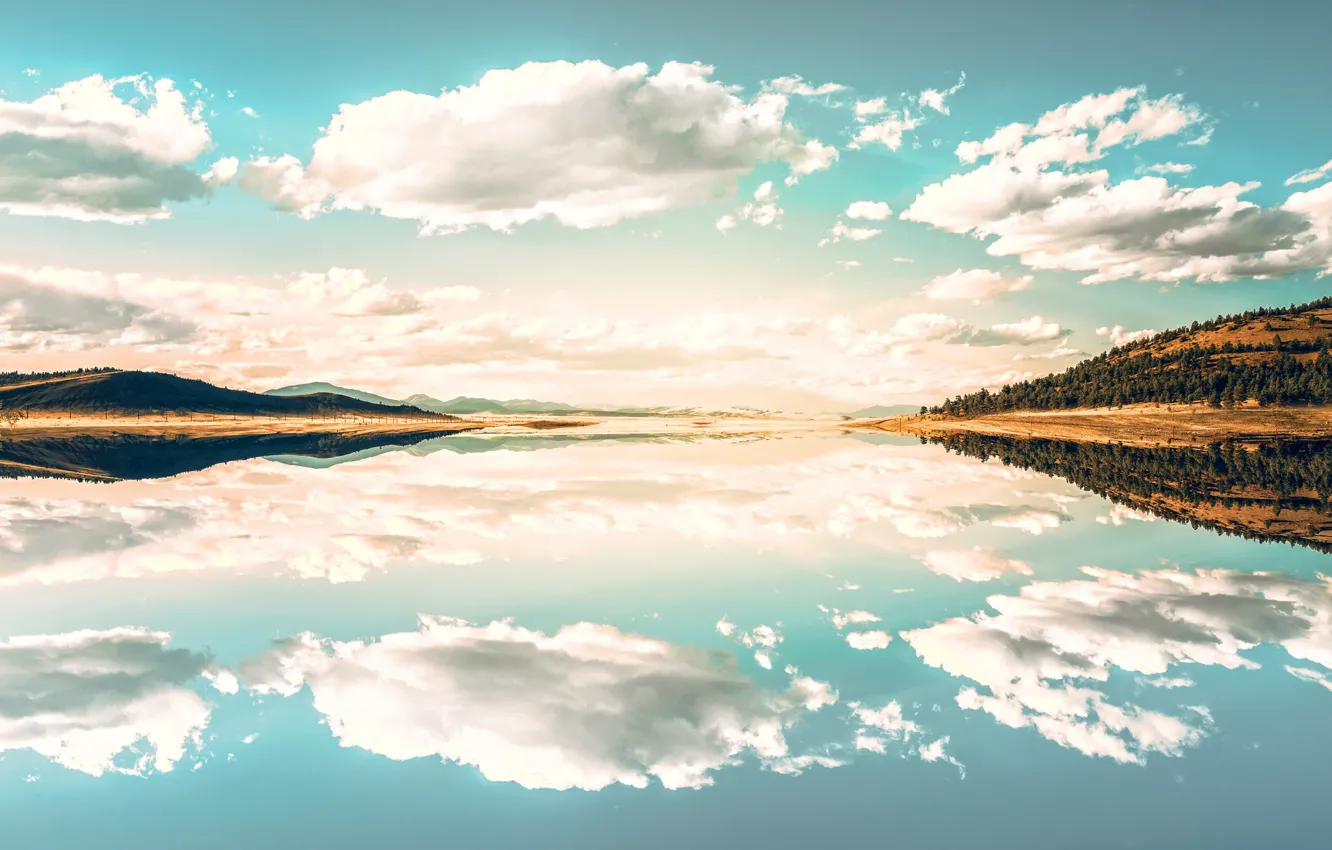 Photo wallpaper summer, the sky, lake, reflection