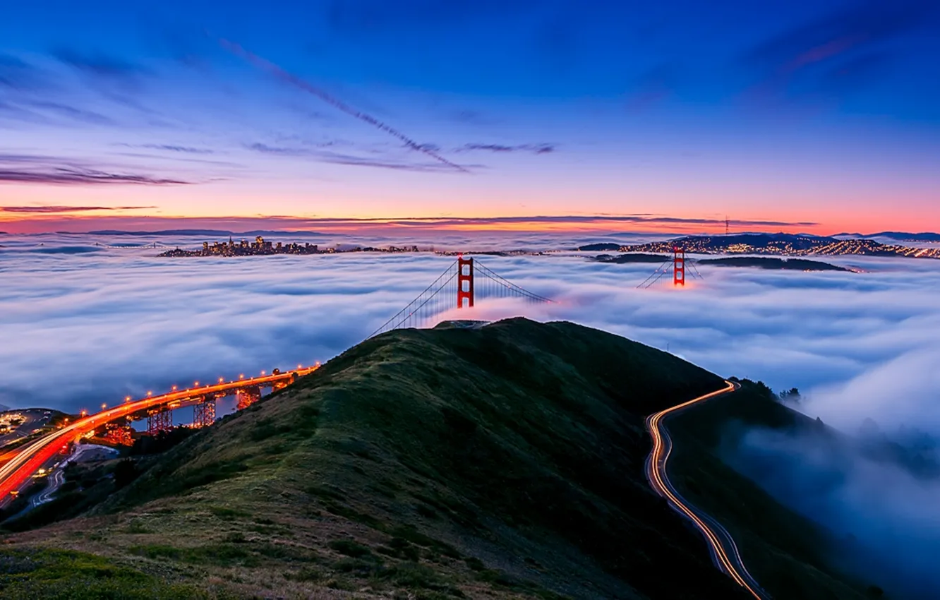 Photo wallpaper Fog, San-Francisco, Golden_Gate_Bridge