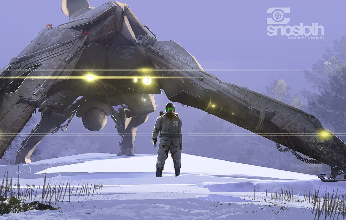 Photo wallpaper snow, transport, pilot, camera, snoSloth