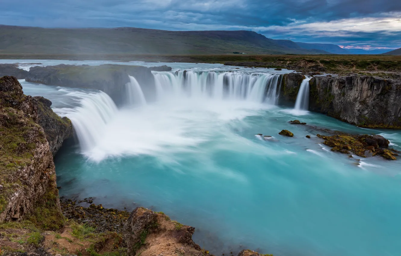 Photo wallpaper squirt, stream, Iceland, Godafoss Waterfall