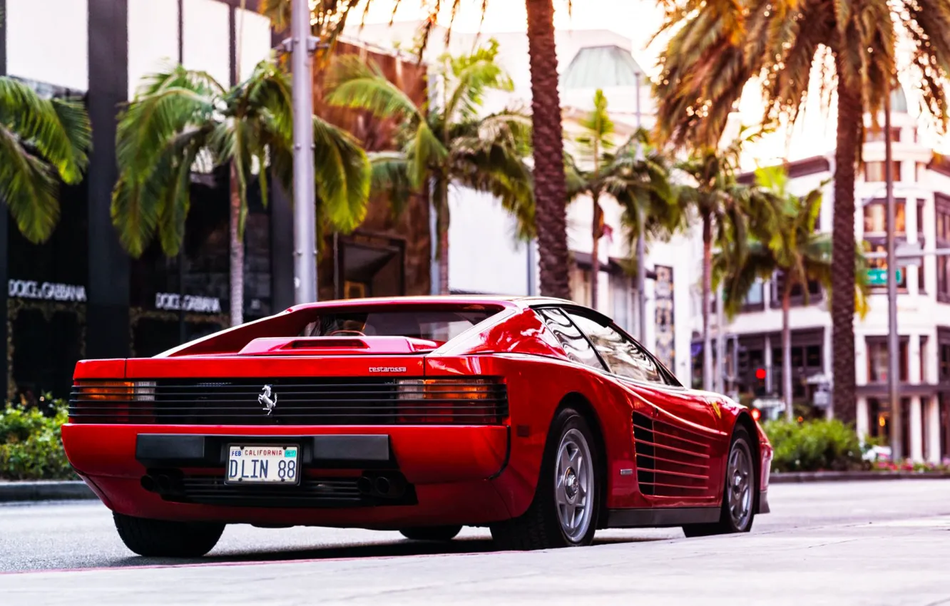 Photo wallpaper machine, auto, red, Ferrari, sports car, Ferrari, 1986, Testarossa