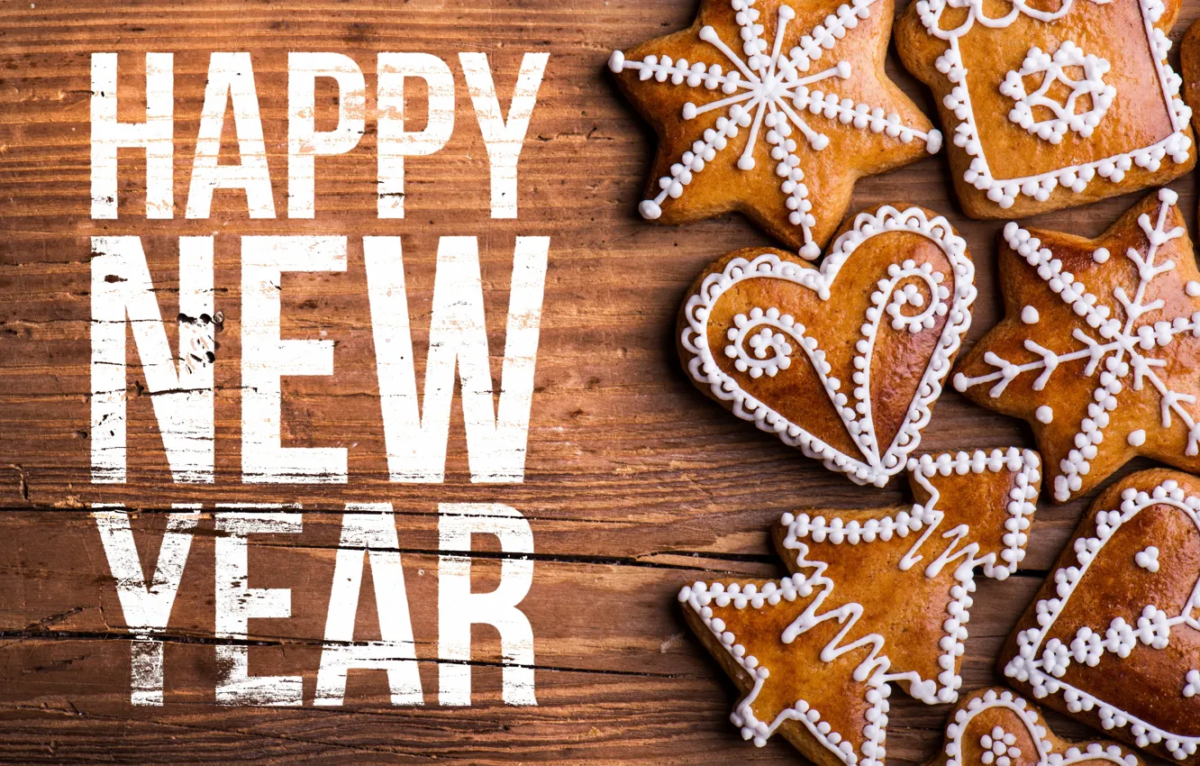 Photo wallpaper new year, New Year, cookies, decoration, Happy, 2016