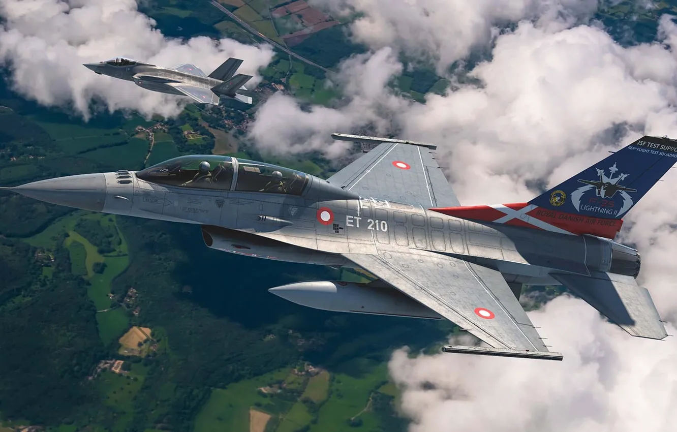 Photo wallpaper Fighting Falcon, General Dynamics, light fighter of the fourth generation, F-16B, American multifunction, Antonis (rOEN911) …