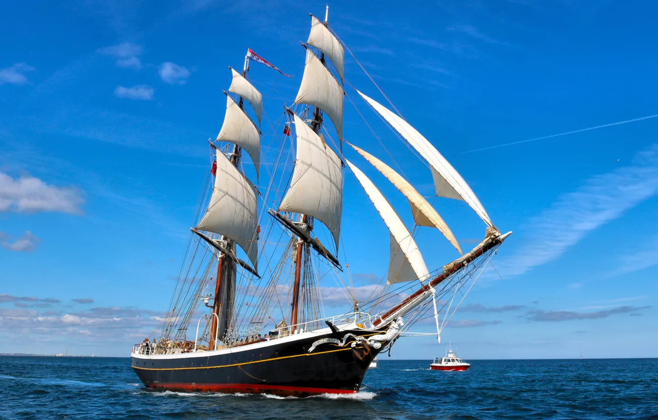 Photo wallpaper sea, sailboat, boat, brig, North sea, Brig Morgenster
