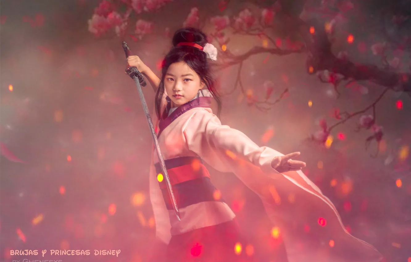 Photo wallpaper girl, sword, costume, Chinese