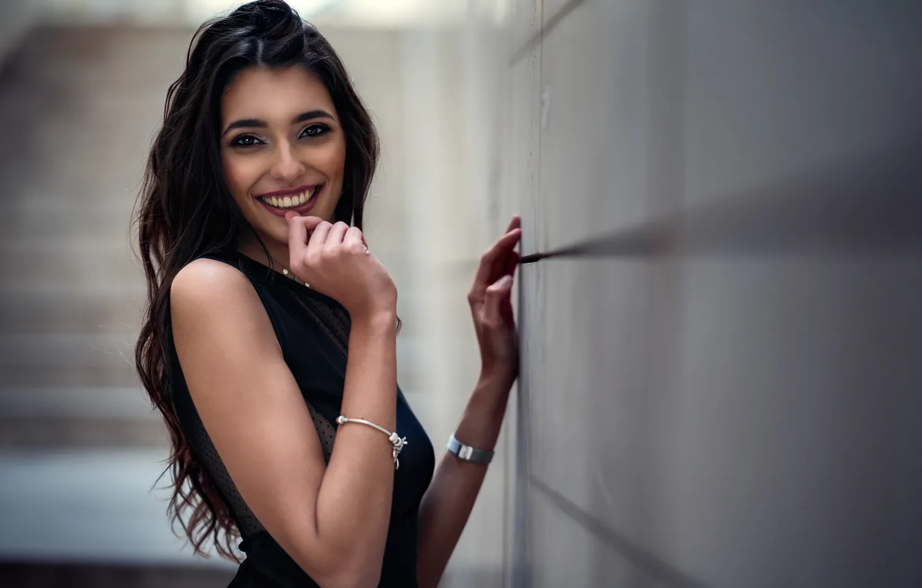 Photo wallpaper girl, smile, hair