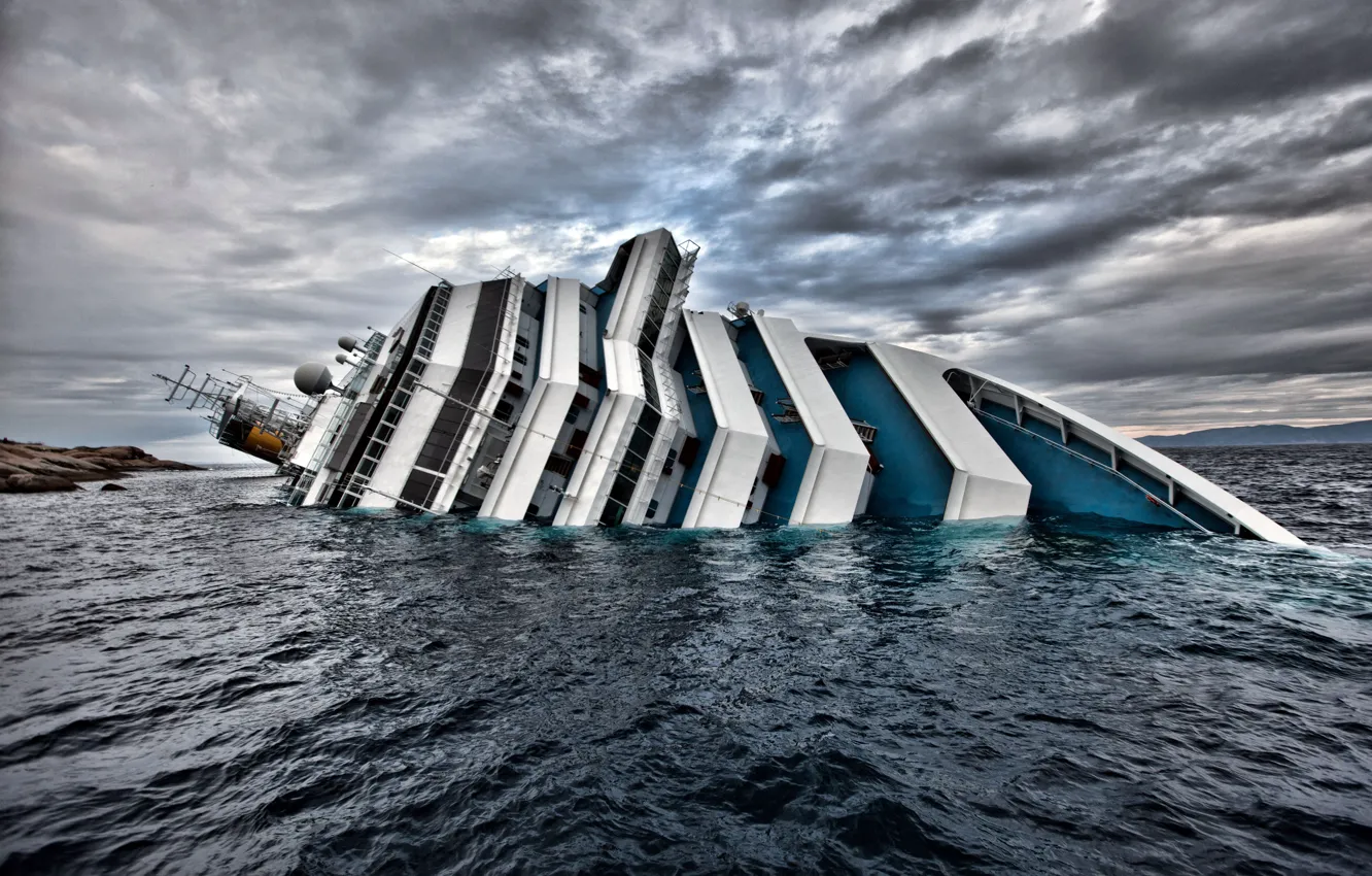 Photo wallpaper Wallpaper, ship, the crash, Italy, Titanic, liner, wallpapers, Costa