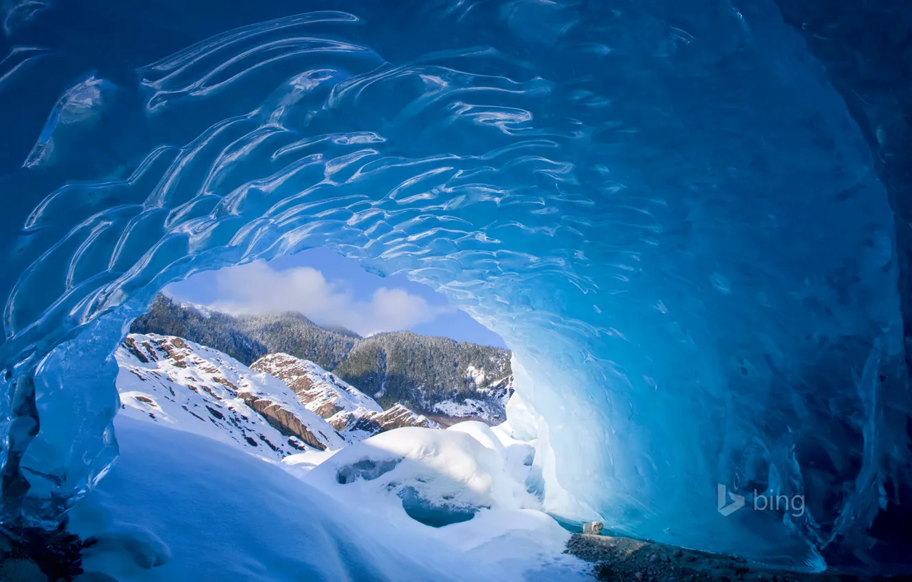 Photo wallpaper winter, snow, mountains, glacier, Alaska, USA, Juneau, Mendenhall