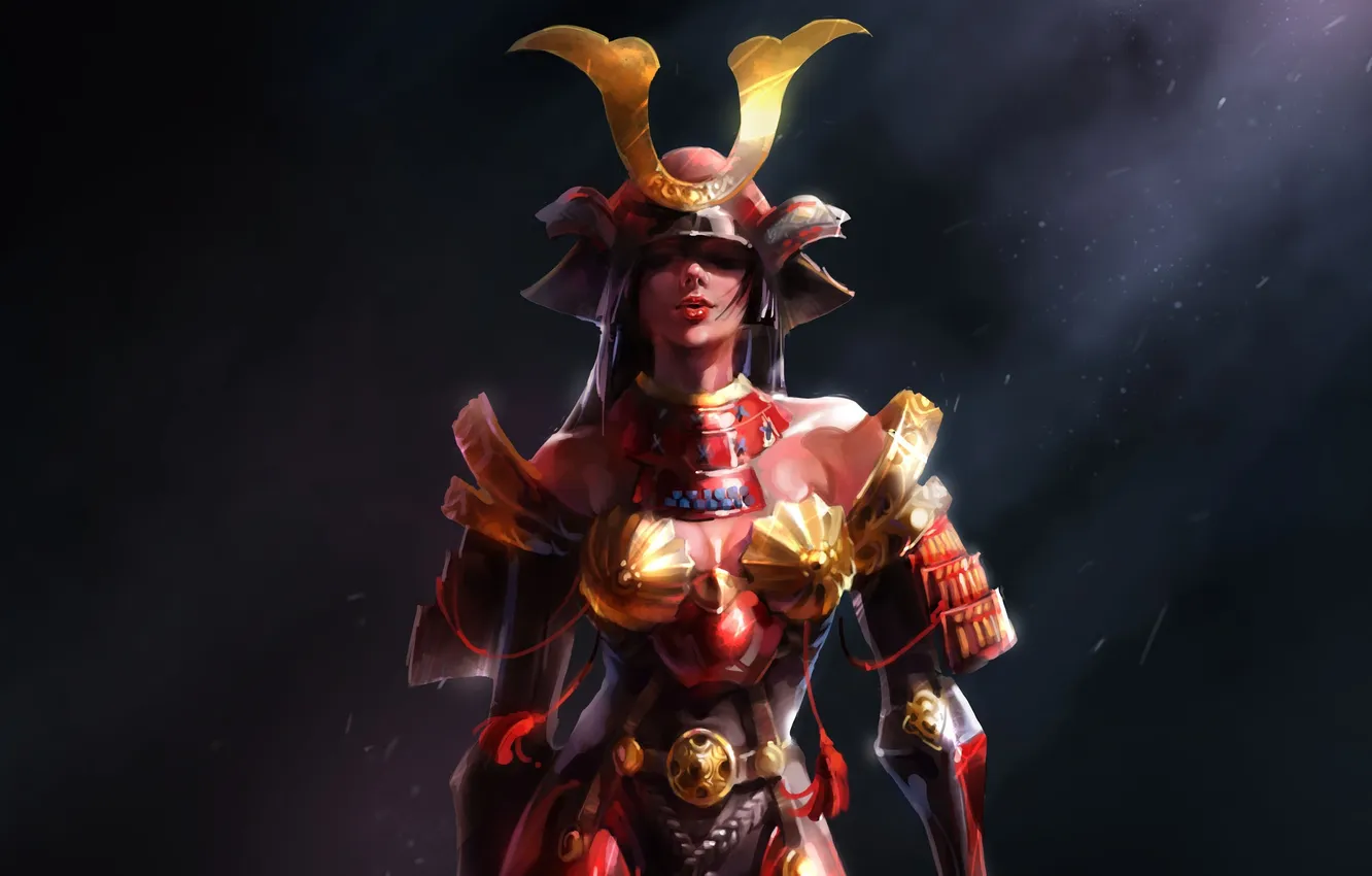 Photo wallpaper girl, fantasy, armor, digital art, artwork, Samurai, fantasy art, pearls