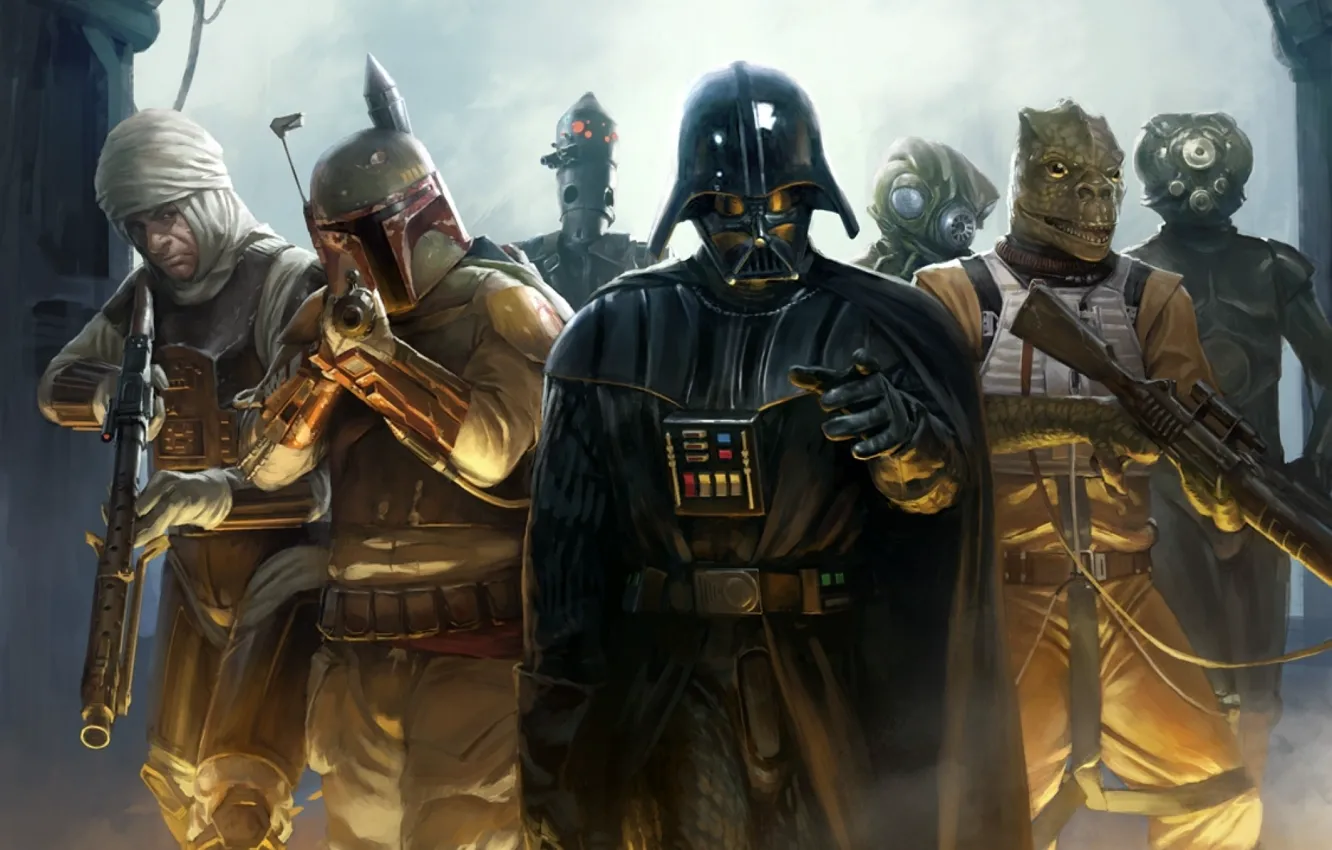 Photo wallpaper Star Wars, star wars, Darth Vader, Darth Vader, Boba Fett, Boba Fett