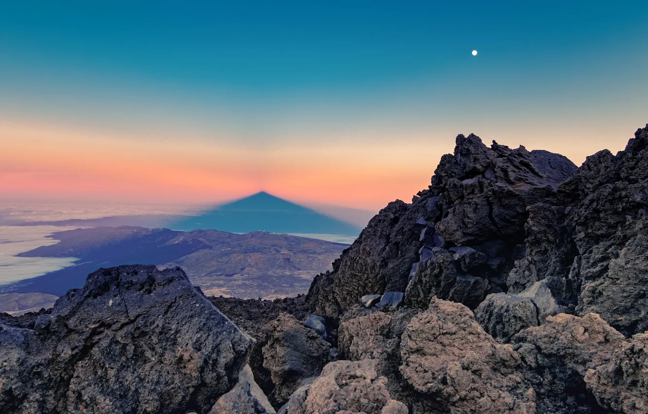 Photo wallpaper mountains, rocks, beauty, horizon, Spain, sunset, sunset, Spain
