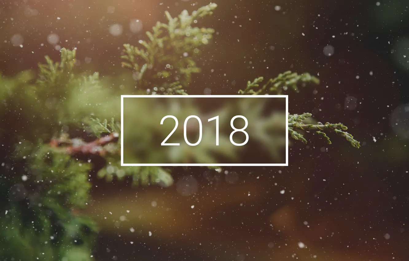 Photo wallpaper wallpaper, christmas, new year, winter, snow, tree, bokeh, 2018