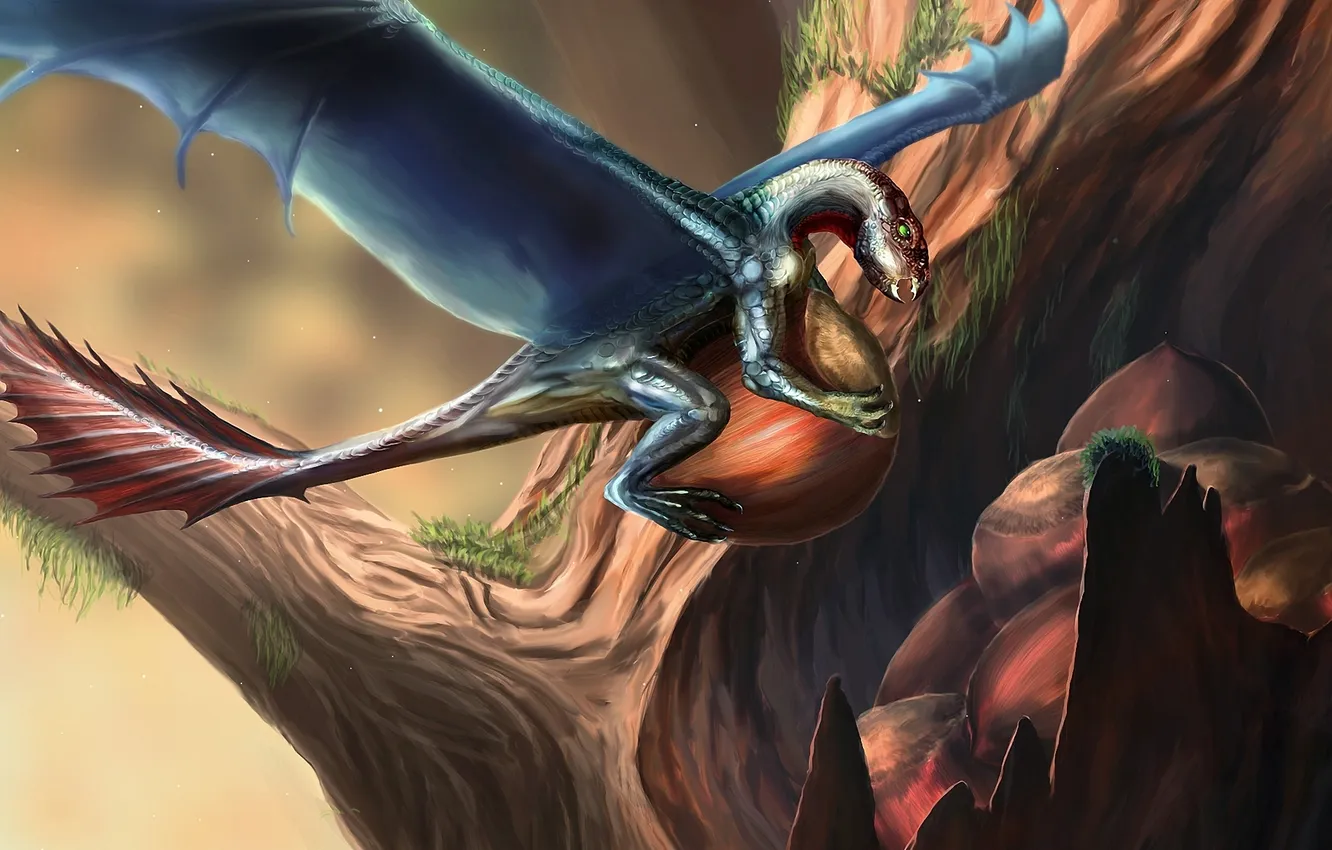 Photo wallpaper trees, dragon, being, art, nuts, the hollow, Orm_Irian