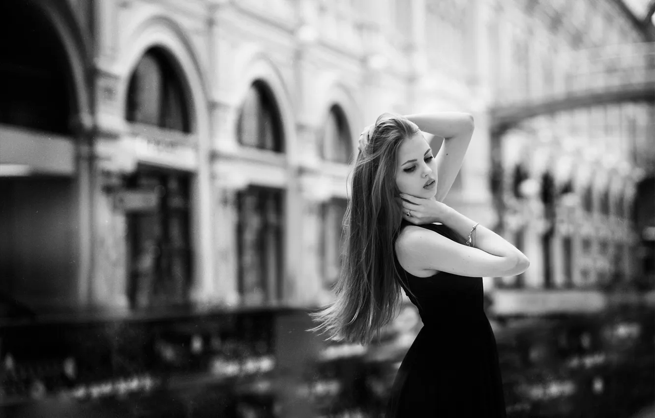 Photo wallpaper girl, the city, street, home