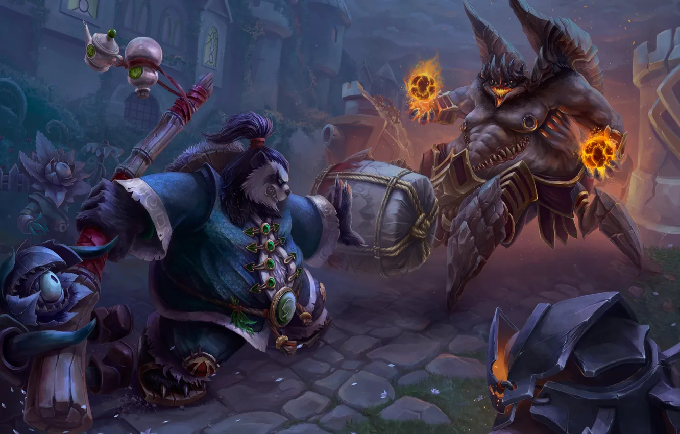 Photo wallpaper warcraft, Heroes of the Storm, moba, Chen, Azmodan