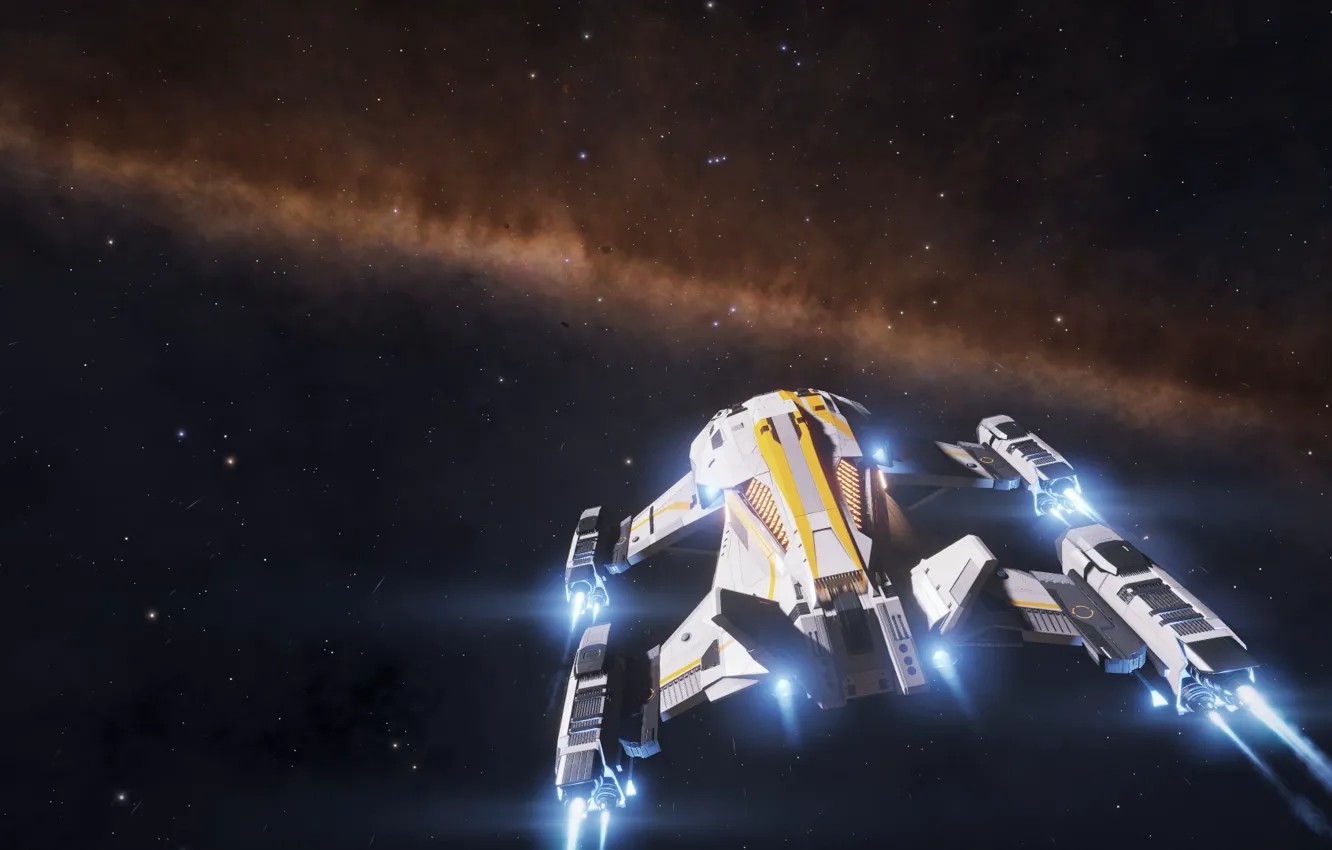 Photo wallpaper space, the milky way, spaceship, Elite: Dangerous