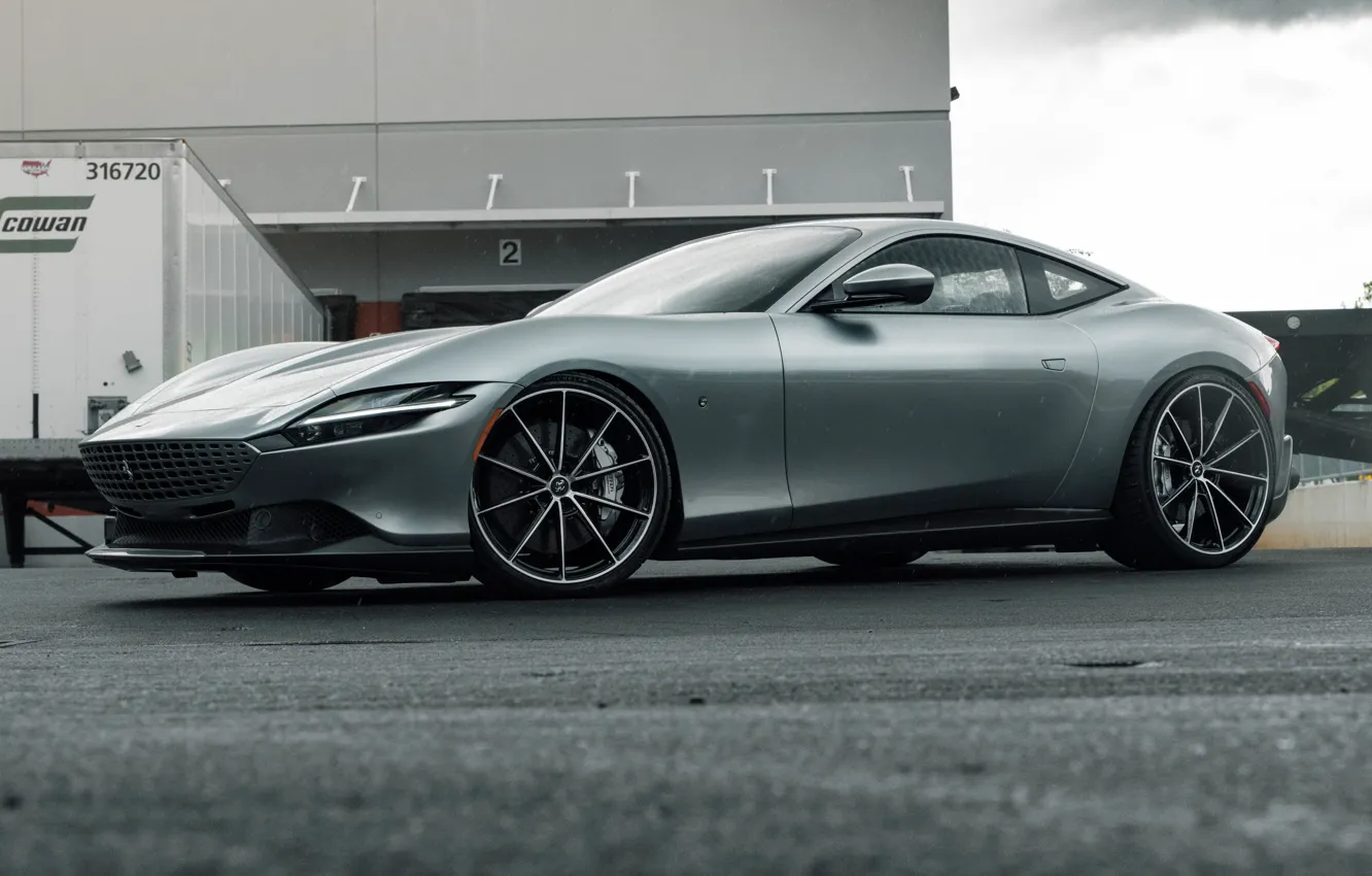 Photo wallpaper Ferrari, grey, Trailer, Supercar, Ferrari Rome