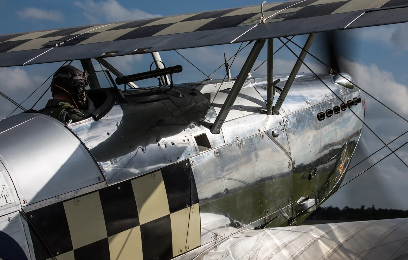 Photo wallpaper wings, fighter, screw, pilot, 1931, RAF, biplane, Hawker Fury