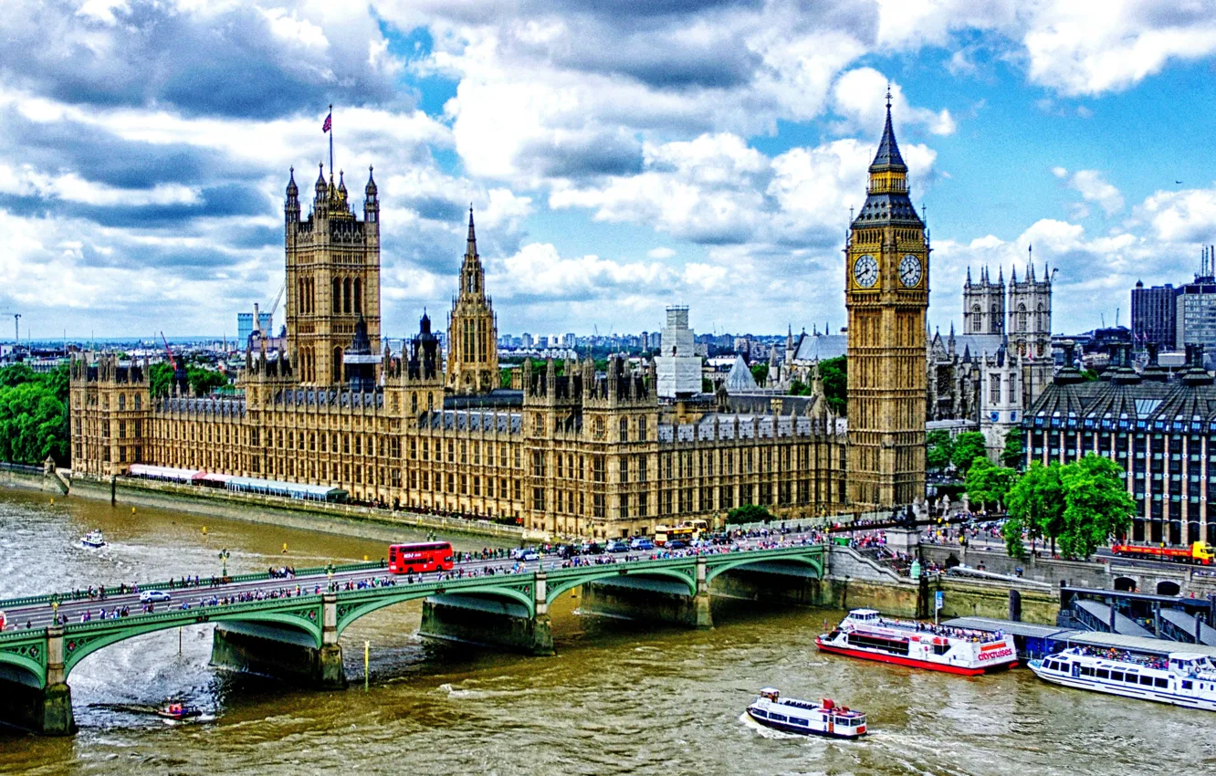 Photo wallpaper city, bridge, London, Big Ben
