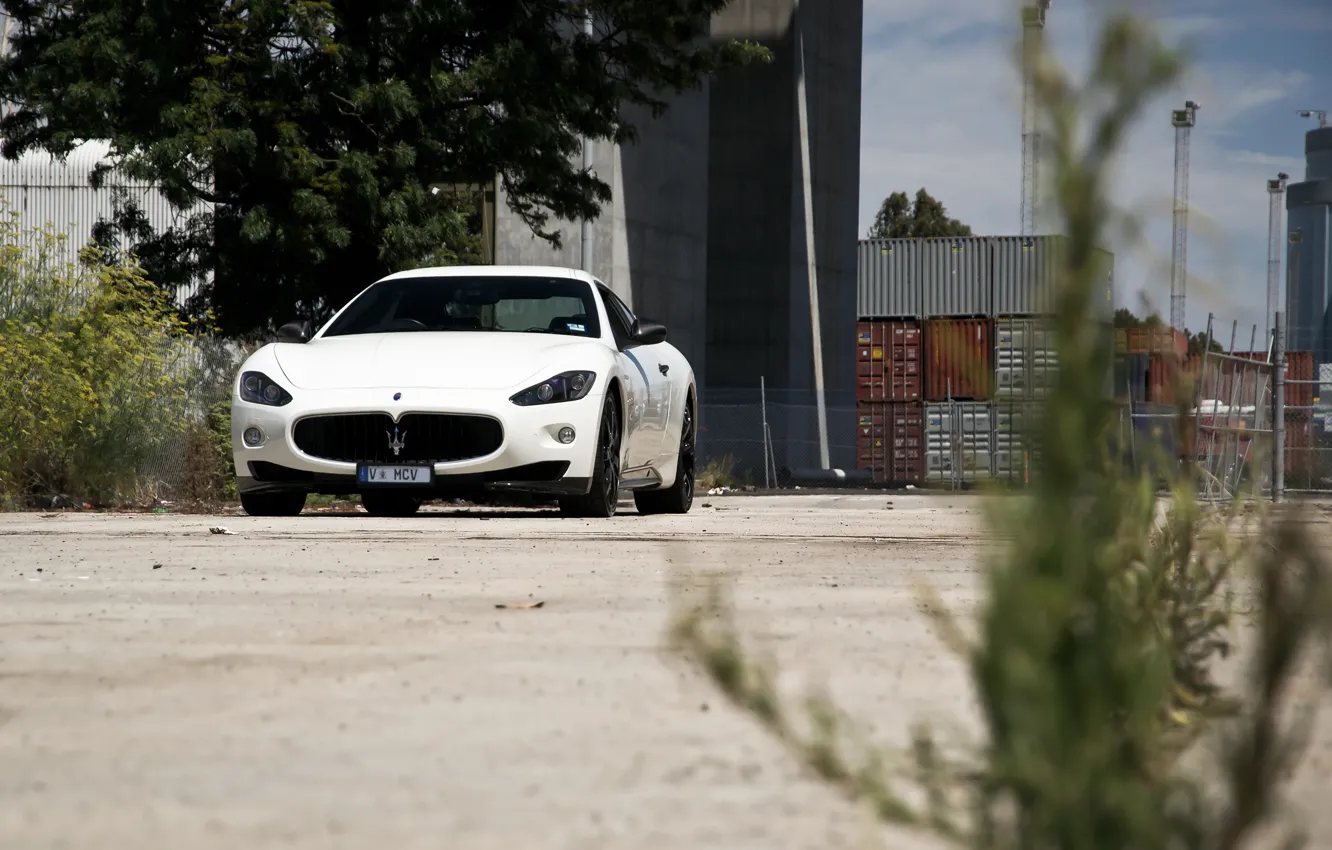 Photo wallpaper white, white, maserati, front view, Maserati, primer, granturismo, GranTurismo