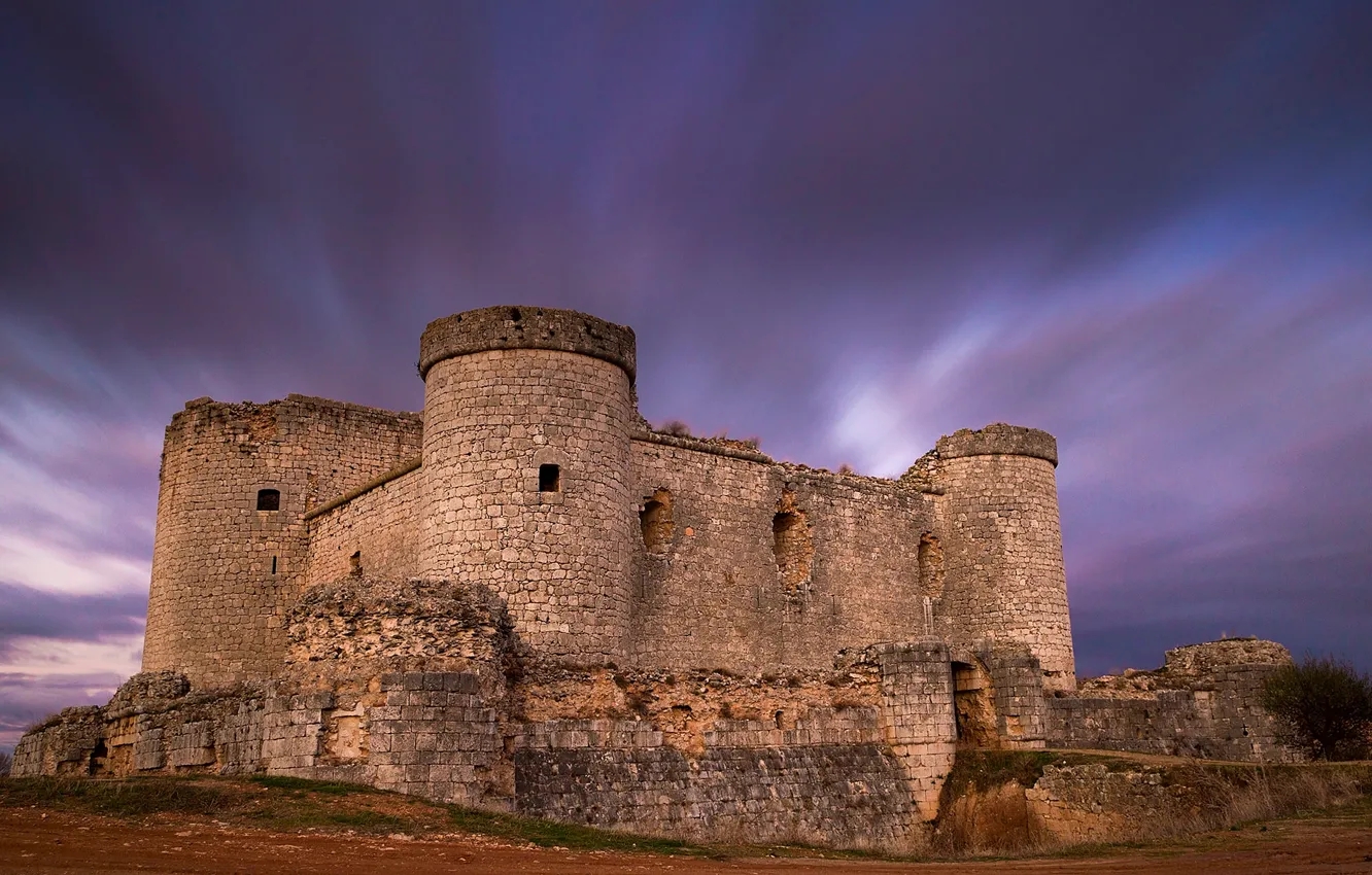 Photo wallpaper the sky, clouds, castle, tower, fortress