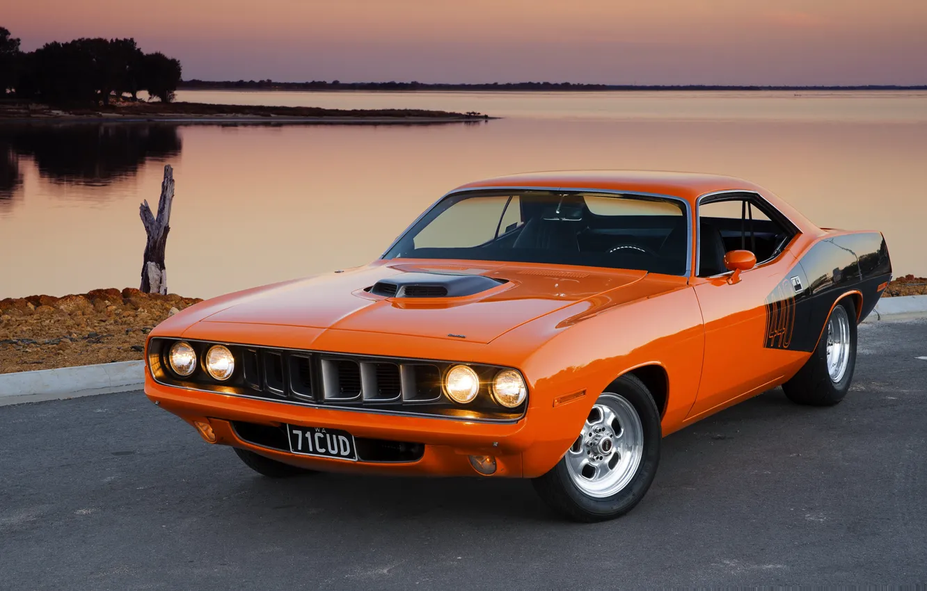 Photo wallpaper muscle car, Plymouth, cuda, Plymouth Barracuda