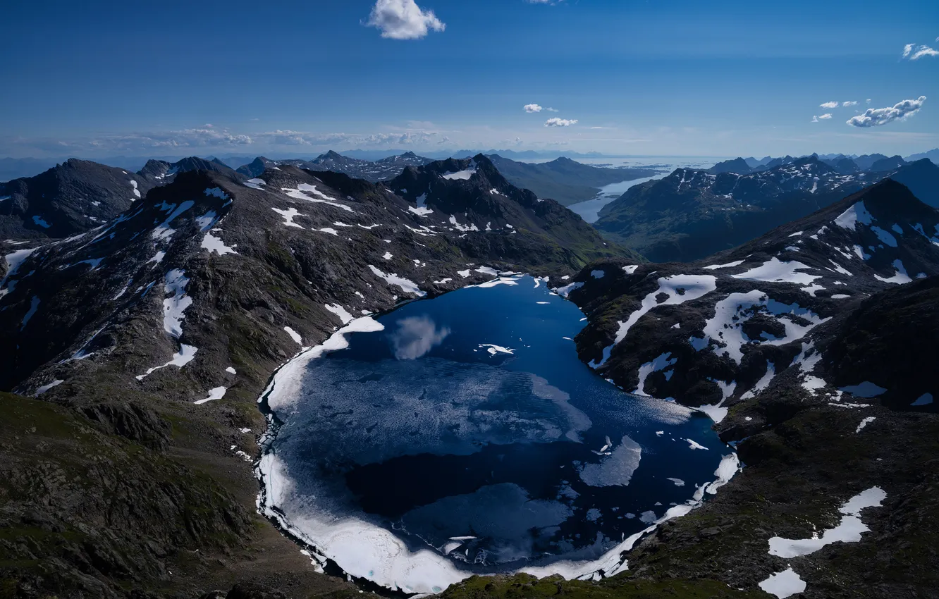 Photo wallpaper mountains, nature, lake, Norway, The Lofoten Islands, Våtvoll