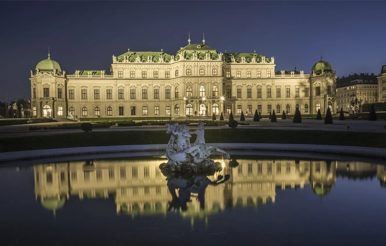Photo wallpaper Austria, the city, sculpture, lake, Vienna