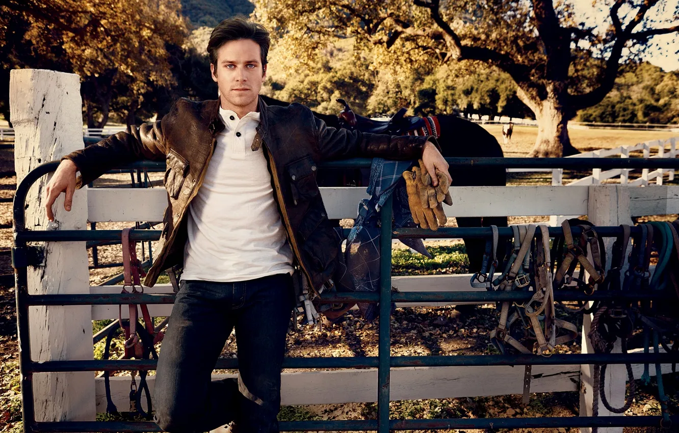 Photo wallpaper horse, fence, actor, male, Armie Hammer, Armie Hammer, reasons