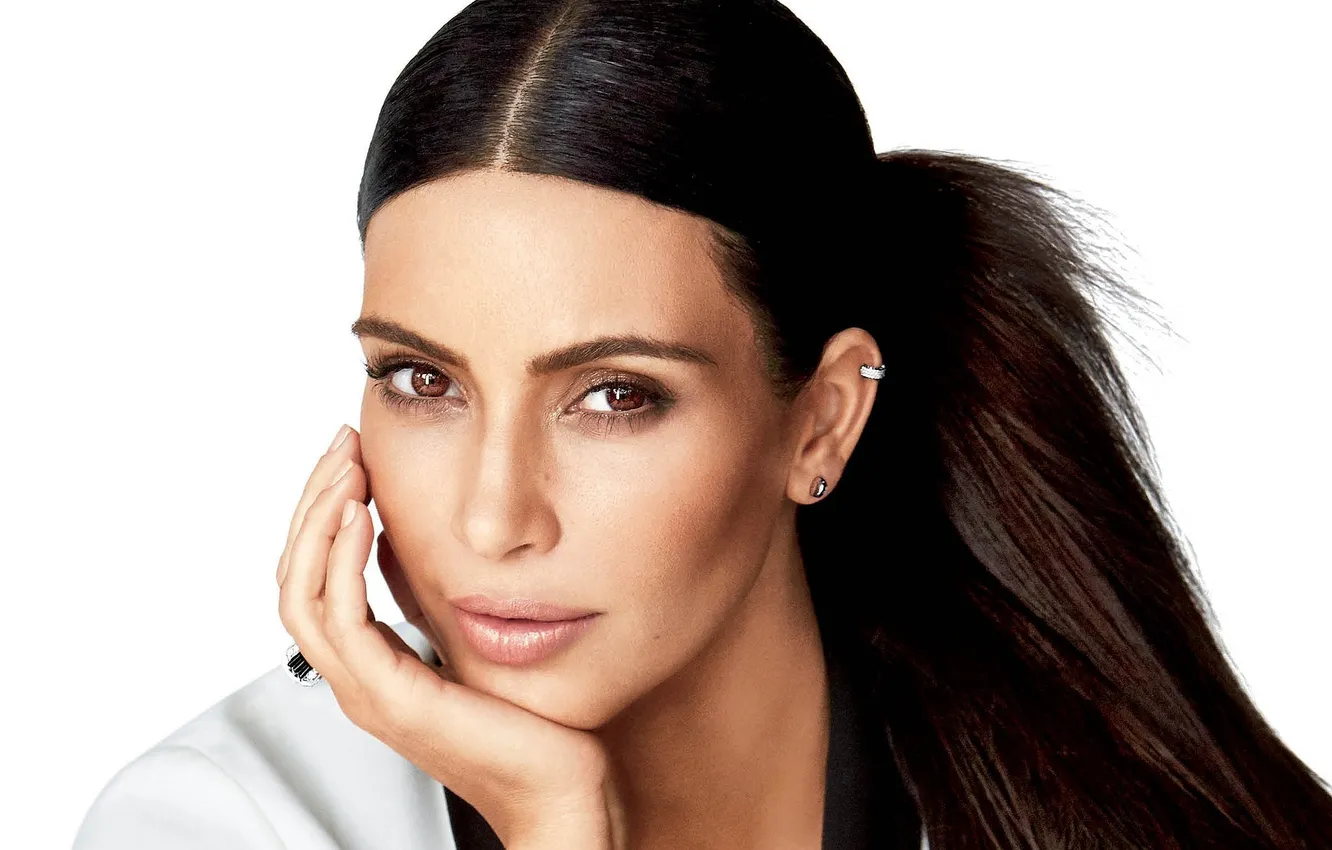 Photo wallpaper girl, portrait, brunette, Kim Kardashian, Kim Kardashian