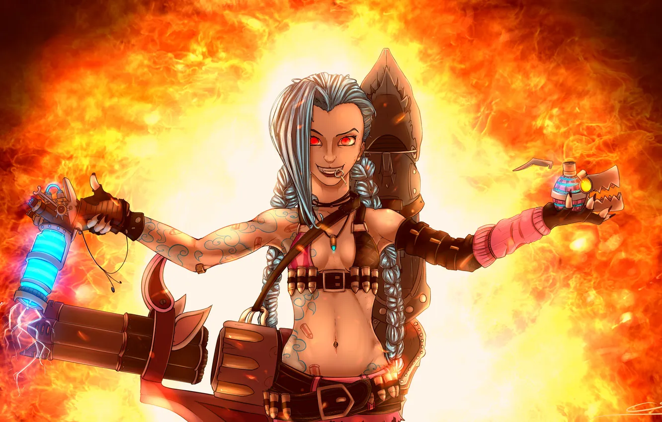 Photo wallpaper the explosion, League of Legends, Jinx, Jinx