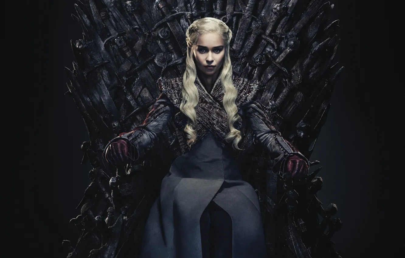 Photo wallpaper Emilia Clarke, Daenerys Targaryen, sitting, Throne, Iron