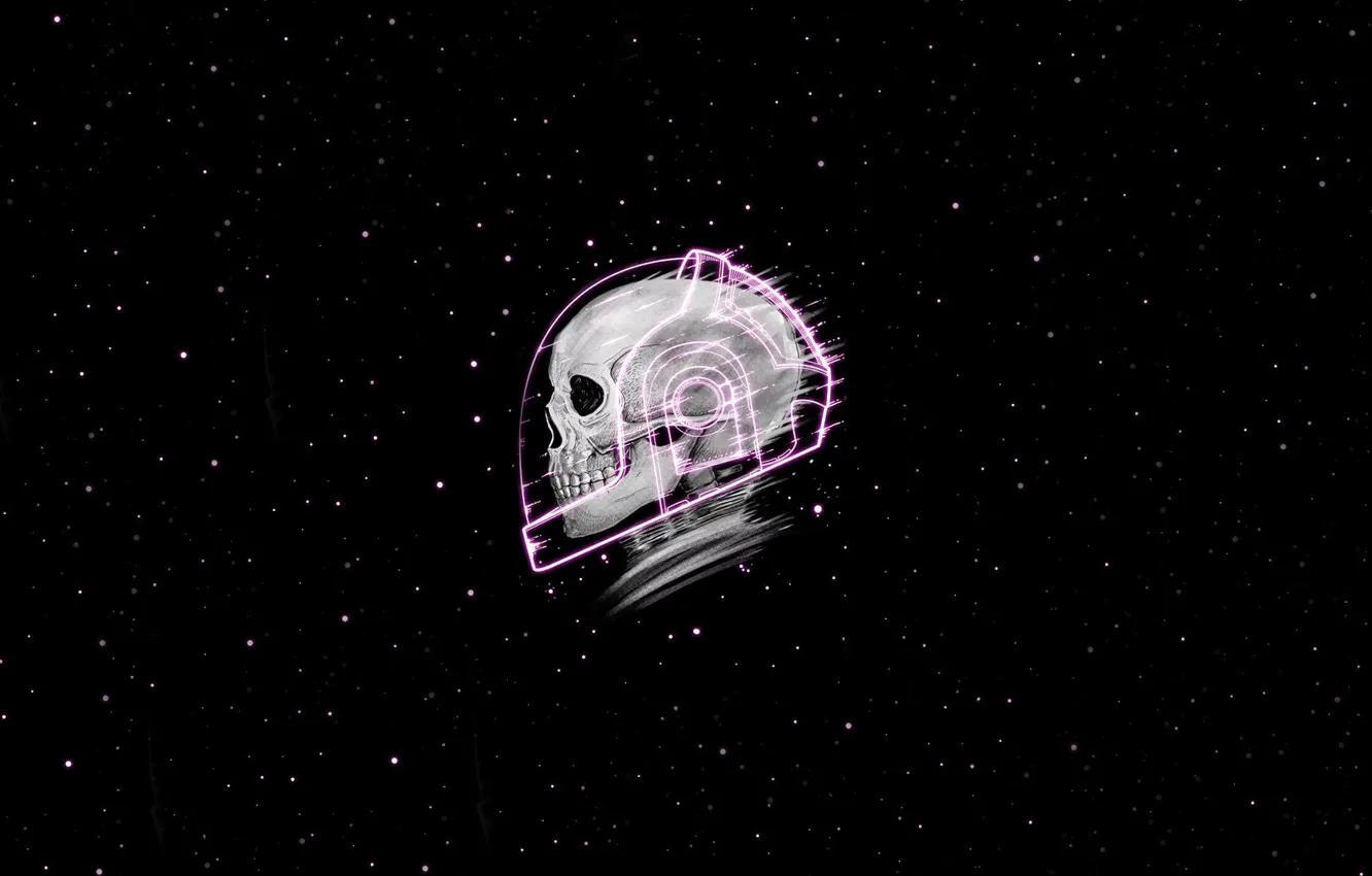 Photo wallpaper skull, stars, music, background, Guy Manuel de Homem Christo, Daft Punk, Guy Manuel, Daft Punk