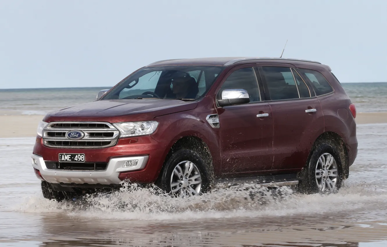 Photo wallpaper water, shore, Ford, Everest, 4WD, 2015, Titanium