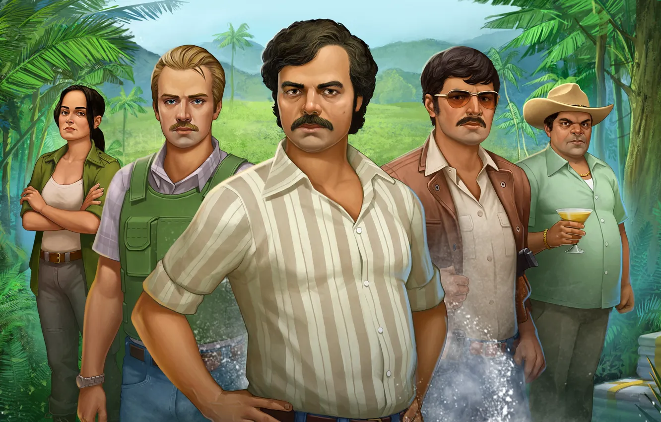 Photo wallpaper Pedro Pascal, Narcos, Wagner Moura, Pablo Escobar, Javier Pena, Boyd Holbrook, Steve Murphy