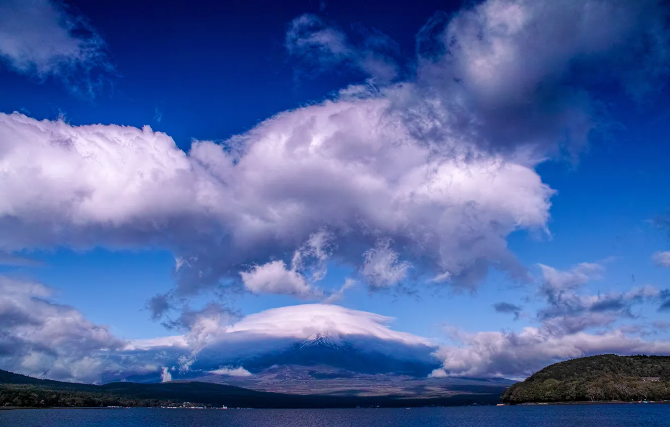 Photo wallpaper the sky, clouds, landscape, mountain