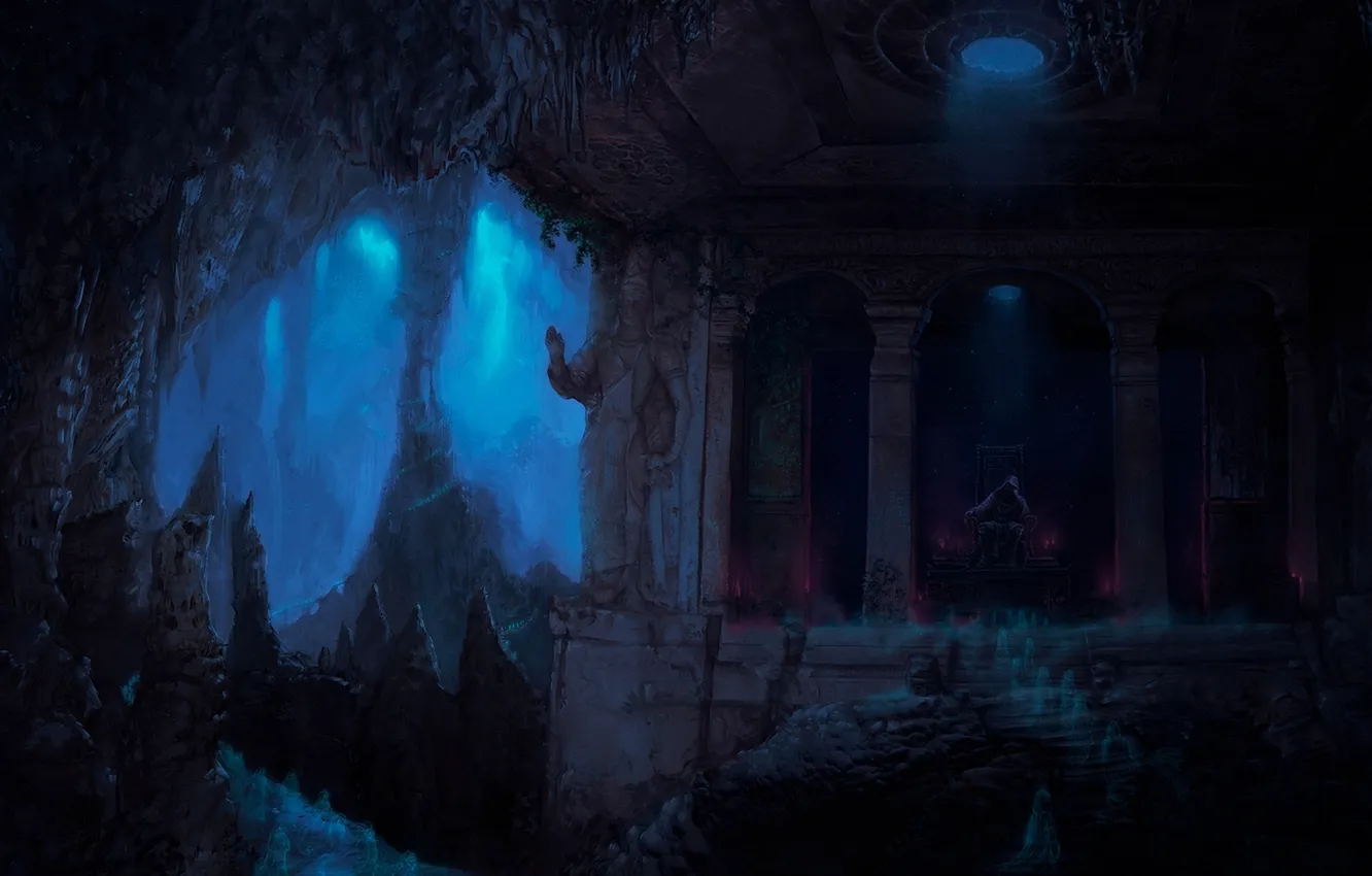 Photo wallpaper art, Ghost, male, cave, the throne, Tolkien, the Halls of Mandos