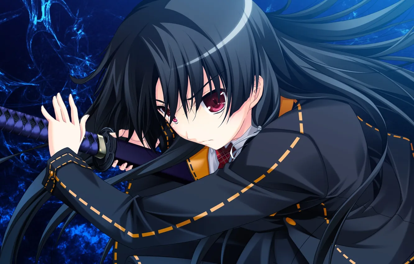 Photo wallpaper girl, weapons, sword, katana, form, makita maki, ichinose yua, shinigami no testament