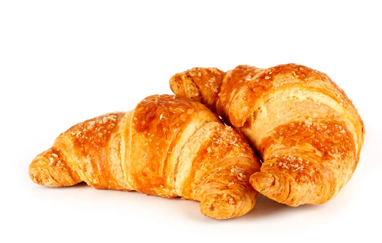 Photo wallpaper two, white background, croissant
