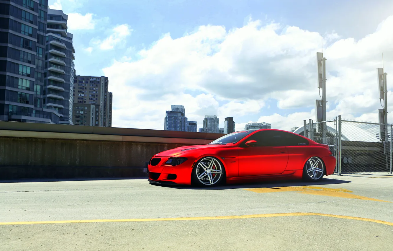 Photo wallpaper BMW, red, tuning, vossen wheels