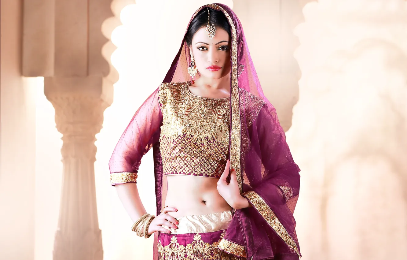 Photo wallpaper girl, brunette, woman, Indian, indian brunette, Sari. decoration