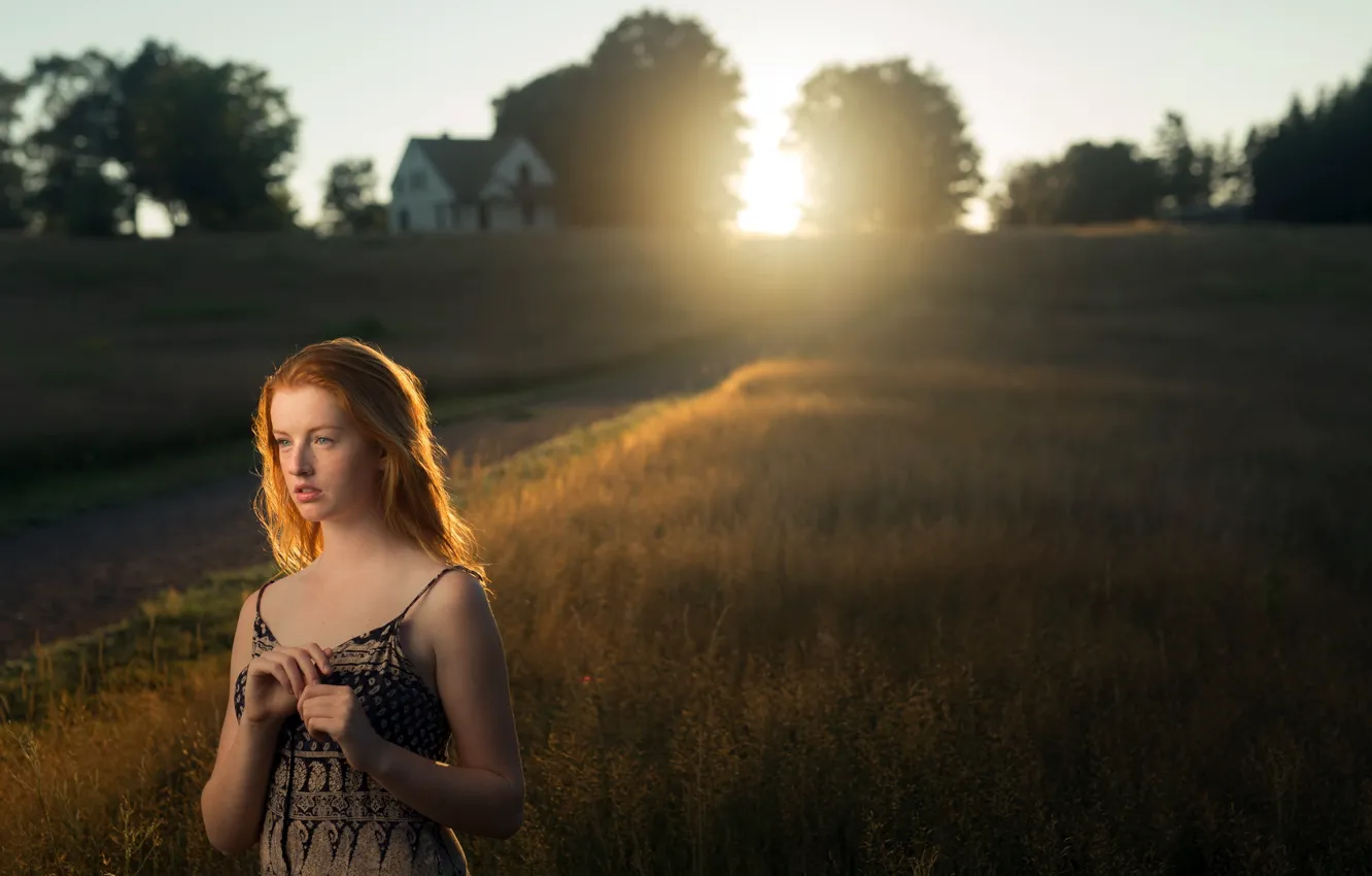 Photo wallpaper look, girl, light, portrait, the evening