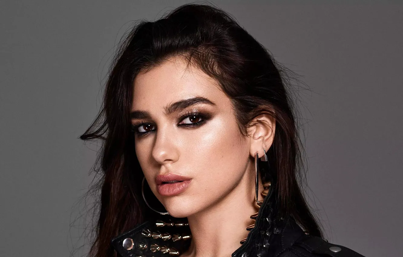 Photo wallpaper look, girl, portrait, makeup, Dua Lipa