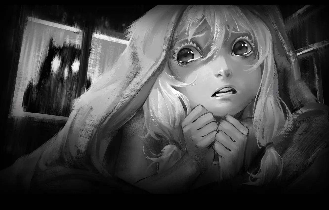 Photo wallpaper fear, monster, horror, monster, art, burning eyes, under the covers, Nightmare