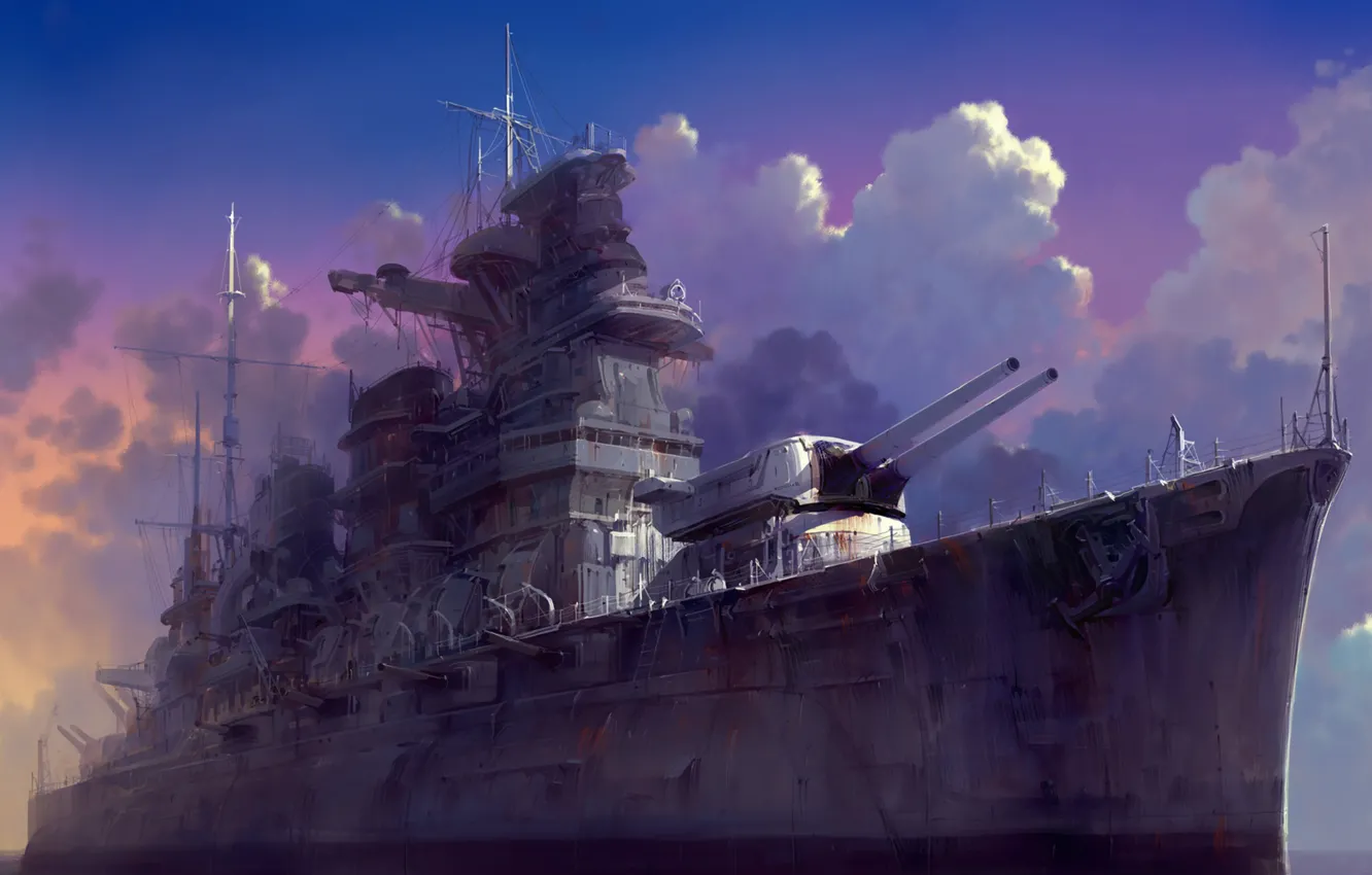 Photo wallpaper Figure, Ship, Art, Art, Warship, Paperblue, Battlebase glow cloud, by Paperblue