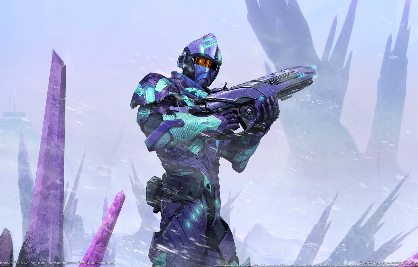 Photo wallpaper weapons, rocks, soldiers, armor, game wallpapers, PlanetSide 2