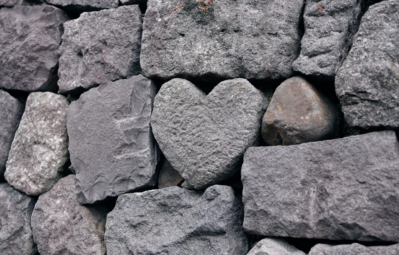 Photo wallpaper stones, wall, heart