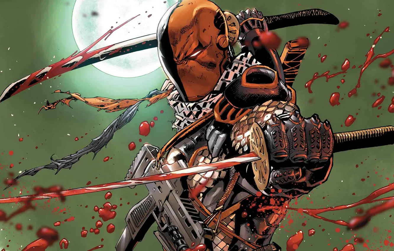 Photo wallpaper sword, blood, mercenary, DC Comics, Slade Wilson, Deathstroke, Deathstroke, Slade Wilson