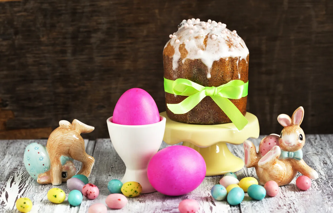 Photo wallpaper eggs, Easter, rabbits, Candy, cake, cakes, Easter, Baking